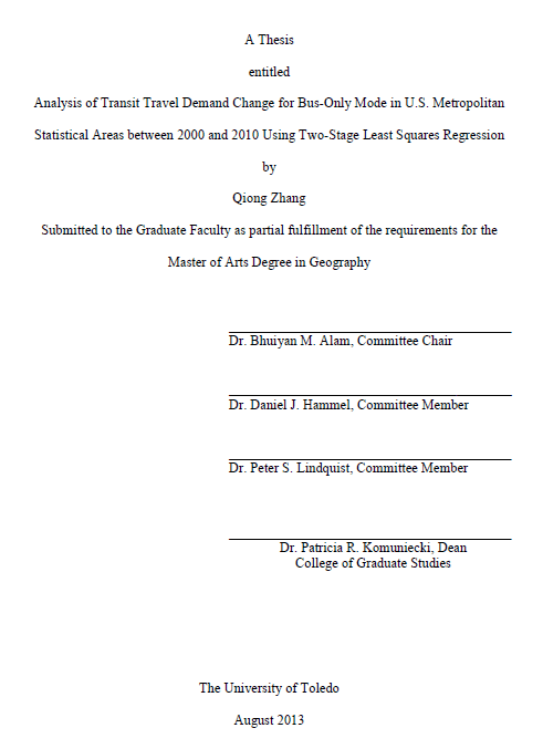 analysis of transit travel demand change for bus only mode in u s metropolitan statistical areas between 2000 and 2010 using two stage least squares regression