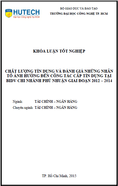 chat luong tin dung va danh gia nhung nhan to anh huong den cong tac cap tin dung tai bidv chi nhanh phu nhuan giai doan 2012 2014
