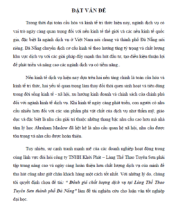 danh gia chat luong dich vu tai lang the thao tuyen son thanh pho da nang