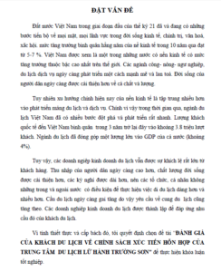 danh gia cua khach du lich ve chinh sach xuc tien hon hop cua trung tam du lich lu hanh truong son