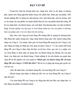 danh gia cua khach hang doi voi hoat dong pr cua cong ty tnhh bia hue 1