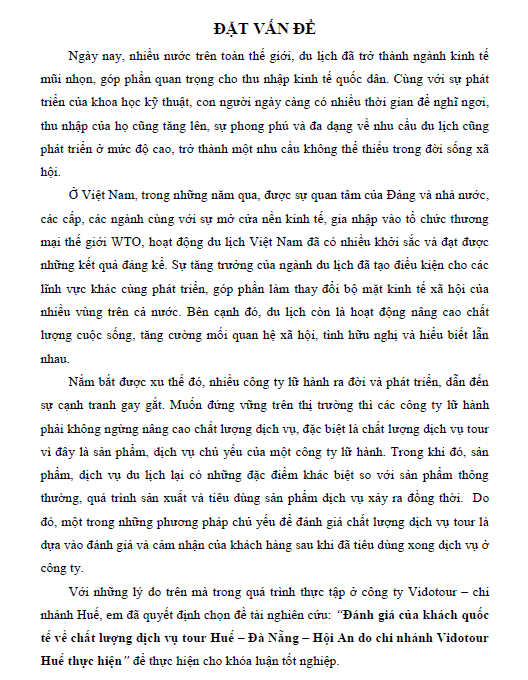 danh gia cua khach quoc te ve chat luong dich vu tour hue da nang hoi an do chi nhanh vidotour hue thuc hien