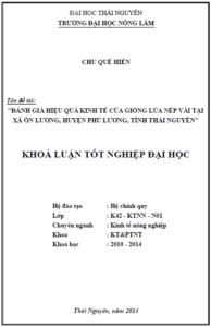 danh gia hieu qua kinh te cua giong lua nep vai tren tai xa on luong huyen phu luong tinh thai nguyen