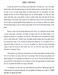 danh gia muc do trung thanh cua khach hang doi voi san pham bia huda cua cong ty tnhh bia hue tai thanh pho hue