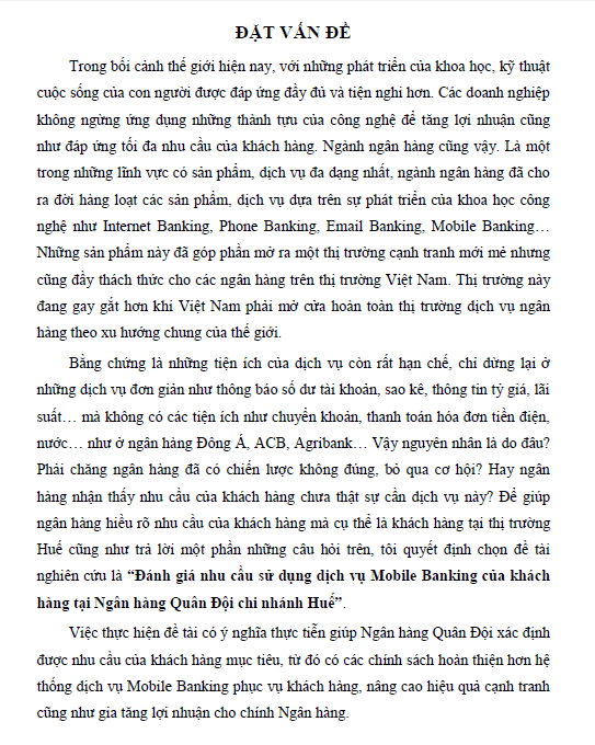 danh gia nhu cau su dung dich vu mobile banking cua khach hang tai ngan hang quan doi chi nhanh hue