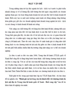 danh gia su hai long cua du khach doi voi chuong trinh du lich noi dia do trung tam lu hanh quoc te xanh hue cung cap