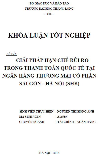 giai phap han che rui ro trong thanh toan quoc te tai ngan hang thuong mai co phan sai gon ha noi shb