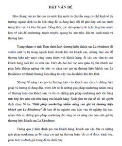 giai phap marketing nham nang cao gia tri thuong hieu khach san la residence