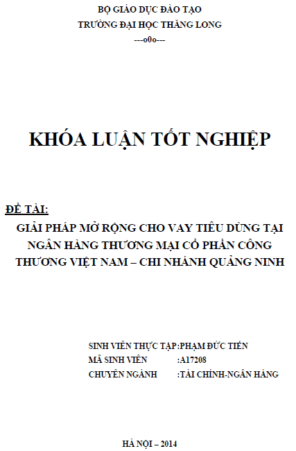 giai phap mo rong cho vay tieu dung tai ngan hang thuong mai co phan cong thuong viet nam chi nhanh quang ninh