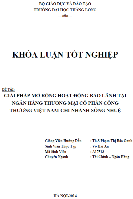 giai phap mo rong hoat dong bao lanh tai ngan hang thuong mai co phan cong thuong viet nam chi nhanh song nhue