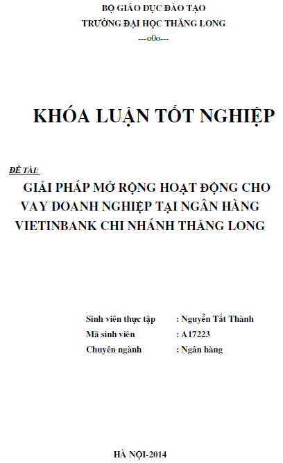 giai phap mo rong hoat dong cho vay doanh nghiep tai ngan hang vietinbank chi nhanh thang long