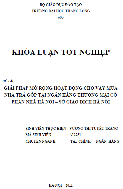 giai phap mo rong hoat dong cho vay mua nha tra gop tai ngan hang thuong mai co phan nha ha noi so giao dich ha noi