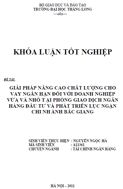 giai phap nang cao chat luong cho vay ngan han doi voi doanh nghiep vua va nho tai phong giao dich ngan hang dau tu va phat trien luc ngan chi nhanh bac giang