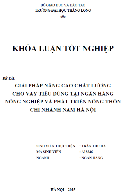 giai phap nang cao chat luong cho vay tieu dung tai ngan hang nong nghiep va phat trien nong thon chi nhanh nam ha noi