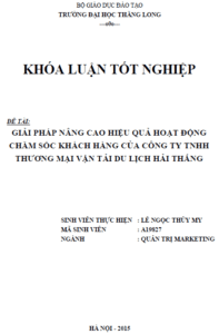 giai phap nang cao hieu qua hoat dong cham soc khach hang cua cong ty tnhh thuong mai van tai du lich hai thang