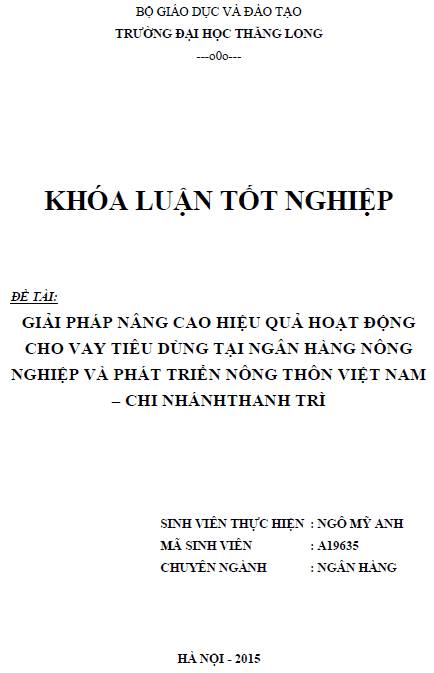 giai phap nang cao hieu qua hoat dong cho vay tieu dung tai ngan hang nong nghiep va phat trien nong thon viet nam chi nhanh thanh tri