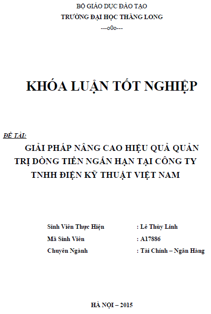 giai phap nang cao hieu qua quan tri dong tien ngan han tai cong ty tnhh dien ky thuat viet nam