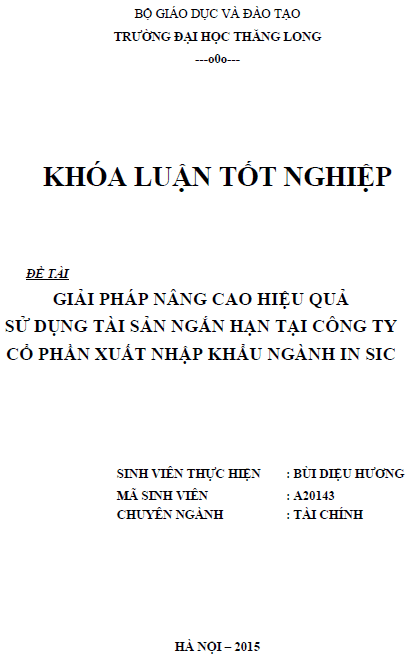 giai phap nang cao hieu qua su dung tai san ngan han tai cong ty co phan xuat nhap khau nganh in sic