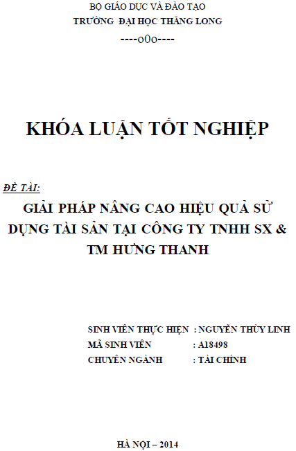 giai phap nang cao hieu qua su dung tai san tai cong ty tnhh san xuat va thuong mai hung thanh