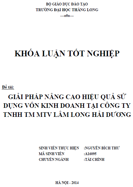 giai phap nang cao hieu qua su dung von kinh doanh tai cong ty tnhh thuong mai mot thanh vien lam long hai duong
