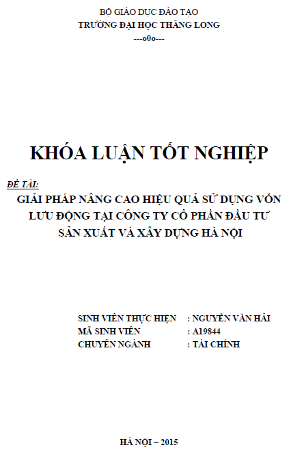 giai phap nang cao hieu qua su dung von luu dong tai cong ty co phan dau tu san xuat va xay dung ha noi