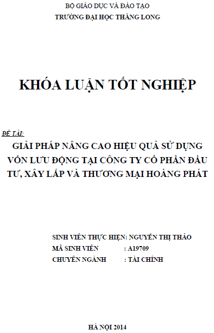 giai phap nang cao hieu qua su dung von luu dong tai cong ty co phan dau tu xay lap va thuong mai hoang phat