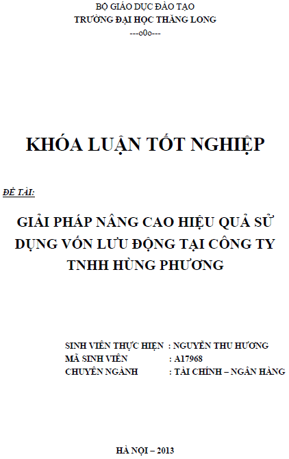 giai phap nang cao hieu qua su dung von luu dong tai cong ty tnhh hung phuong