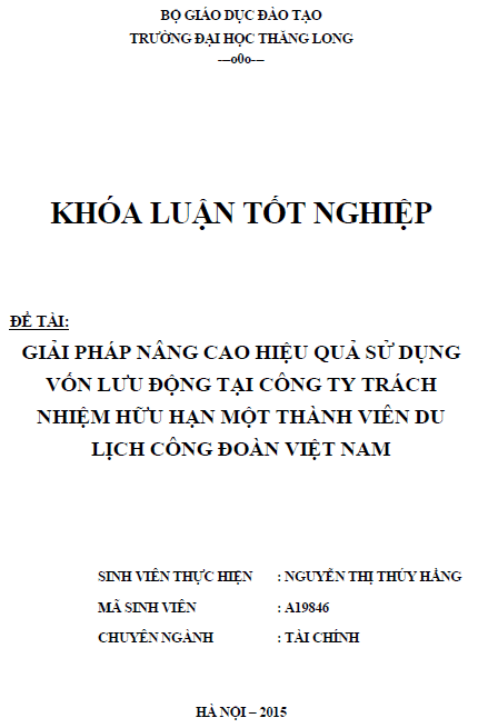 giai phap nang cao hieu qua su dung von luu dong tai cong ty tnhh mot thanh vien du lich cong doan viet nam