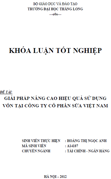 Giải pháp nâng cao hiệu quả sử dụng vốn tại Công ty Cổ phần Sữa Việt Nam 1 giai phap nang cao hieu qua su dung von tai cong ty co phan sua viet nam