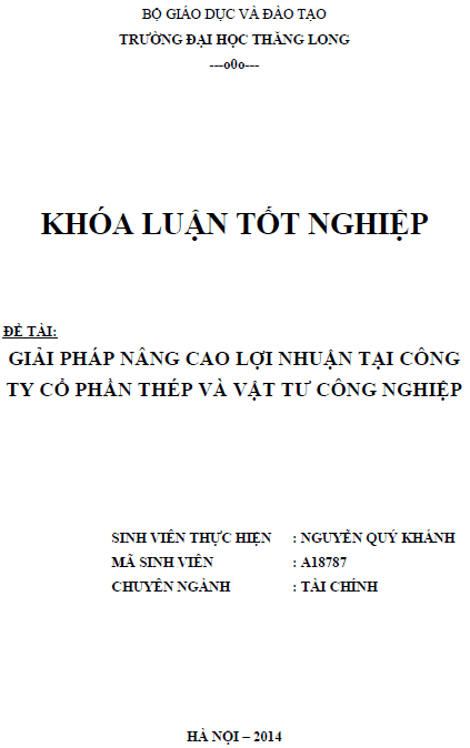 giai phap nang cao loi nhuan tai cong ty co phan thep va vat tu cong nghiep