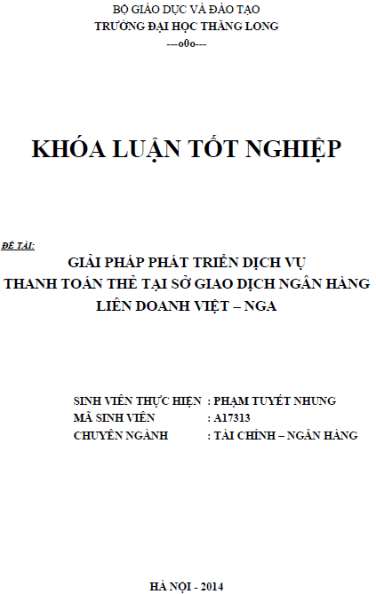 giai phap phat trien dich vu thanh toan the tai so giao dich ngan hang lien doanh viet nga