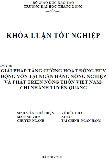 giai phap tang cuong hoat dong huy dong von tai ngan hanh nong nghiep va phat trien nong thon viet nam chi nhanh tuyen quang
