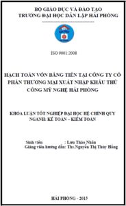hach toan von bang tien tai cong ty co phan thuong mai xuat nhap khau thu cong my nghe hai phong