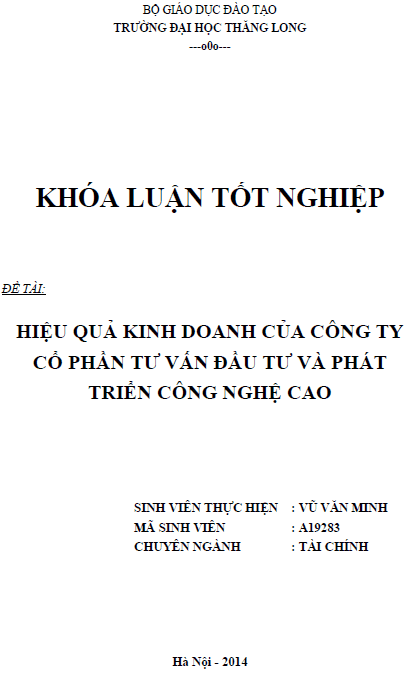 hieu qua kinh doanh cua cong ty co phan tu van dau tu va phat trien cong nghe cao