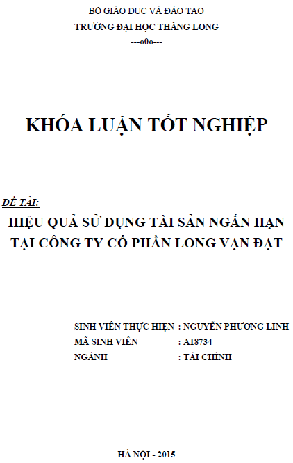 hieu qua su dung tai san ngan han tai cong ty co phan long van dat