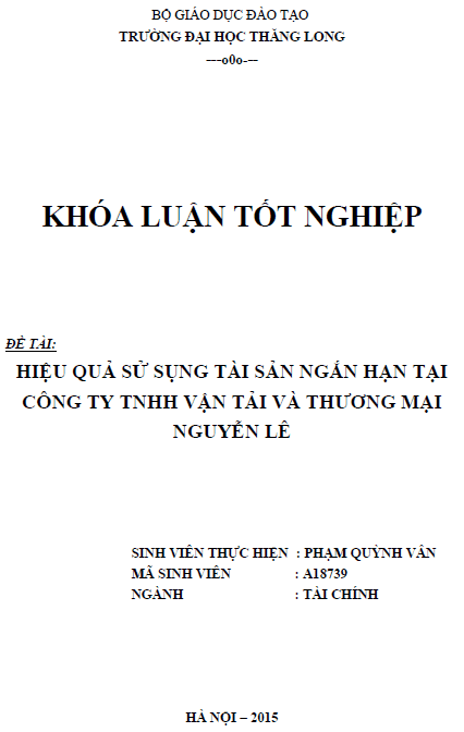 hieu qua su dung tai san ngan han tai cong ty tnhh van tai va thuong mai nguyen le