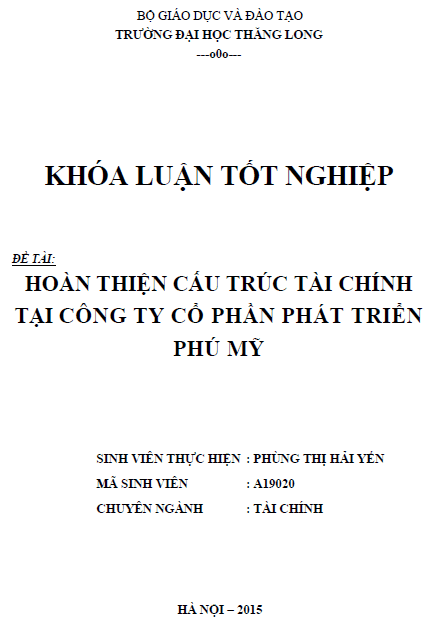 hoan thien cau truc tai chinh tai cong ty co phan phat trien phu my