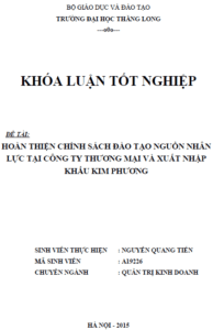 hoan thien chinh sach dao tao nguon nhan luc tai cong ty thuong mai va xuat nhap khau kim phuong