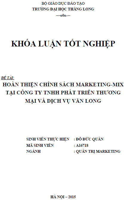 hoan thien chinh sach marketing mix tai cong ty tnhh phat trien thuong mai va dich vu van long