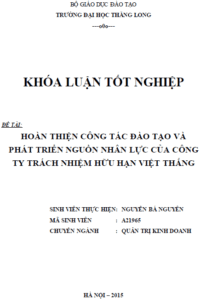 hoan thien cong tac dao tao va phat trien nguon nhan luc tai cong ty tnhh viet thang