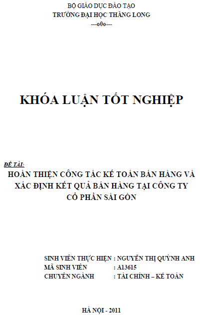 hoan thien cong tac ke toan ban hang va xac dinh ket qua ban hang tai cong ty co phan sai gon