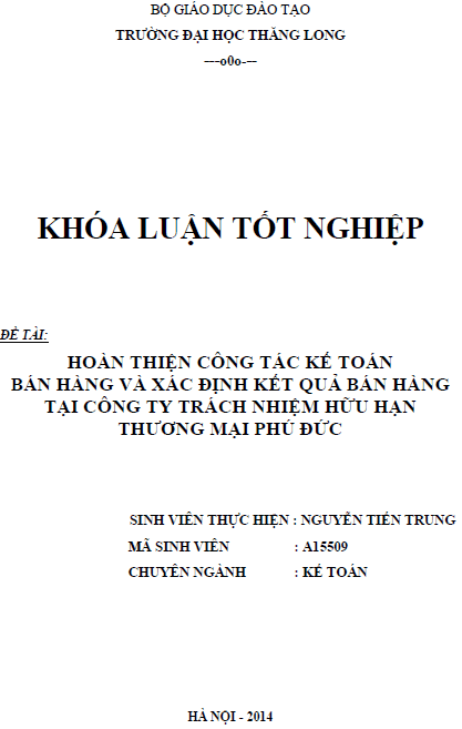 hoan thien cong tac ke toan ban hang va xac dinh ket qua ban hang tai cong ty tnhh thuong mai phu duc