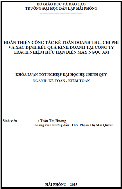 hoan thien cong tac ke toan doanh thu chi phi va xac dinh ket qua kinh doanh tai cong ty tnhh dien may ngoc am