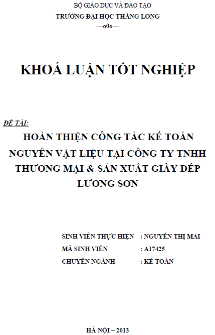 hoan thien cong tac ke toan nguyen vat lieu tai cong ty tnhh thuong mai va san xuat giay dep luong son