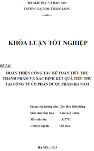 hoan thien cong tac ke toan tieu thu thanh pham va xac dinh ket qua tieu thu tai cong ty co phan duoc pham ha nam