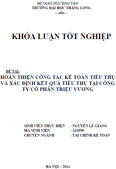 hoan thien cong tac ke toan tieu thu va xac dinh ket qua tieu thu tai cong ty co phan trieu vuong