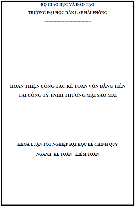 hoan thien cong tac ke toan von bang tien tai cong ty tnhh thuong mai sao mai