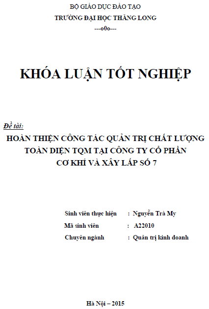hoan thien cong tac quan tri chat luong toan dien tqm tai cong ty co phan co khi va xay lap so 7