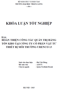 hoan thien cong tac quan tri hang ton kho tai cong ty co phan vat tu thiet bi moi truong urenco 13