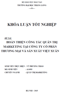 hoan thien cong tac quan tri marketing tai cong ty co phan thuong mai va san xuat viet xuan